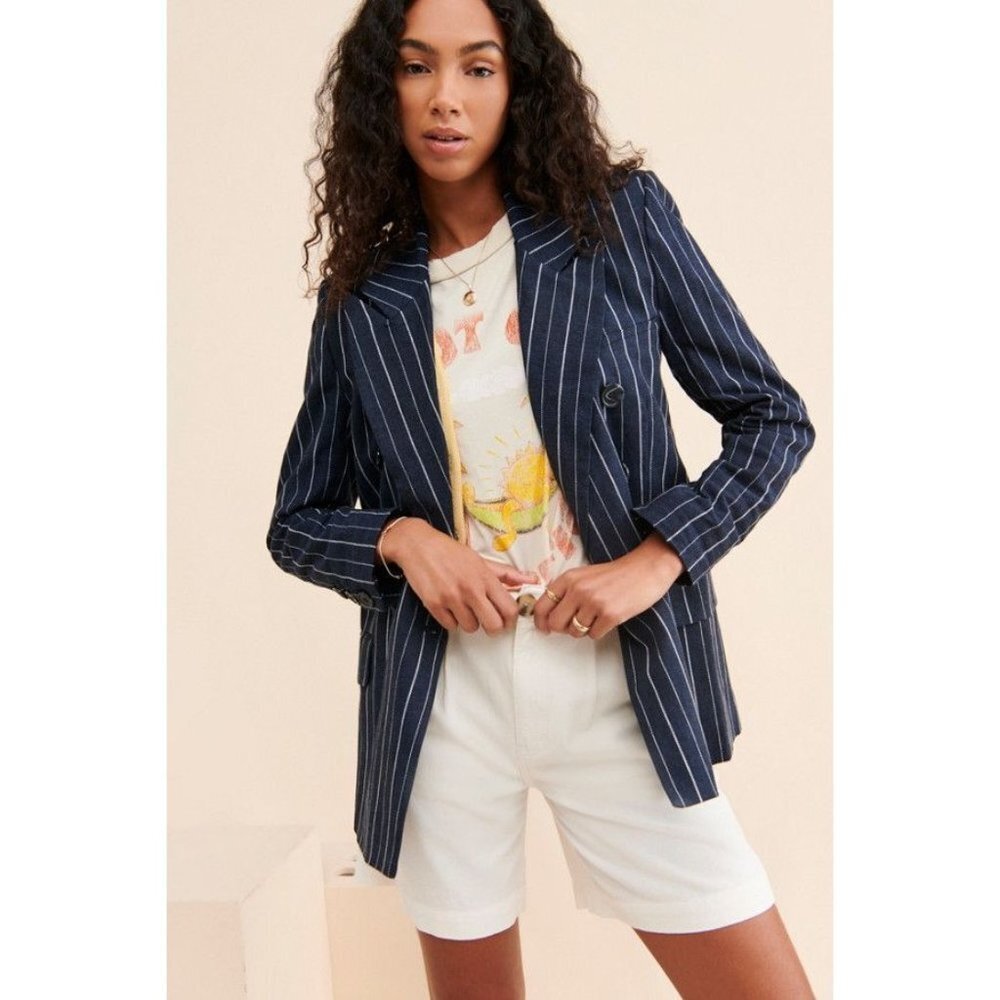 Free People Navy Ashby Blazer